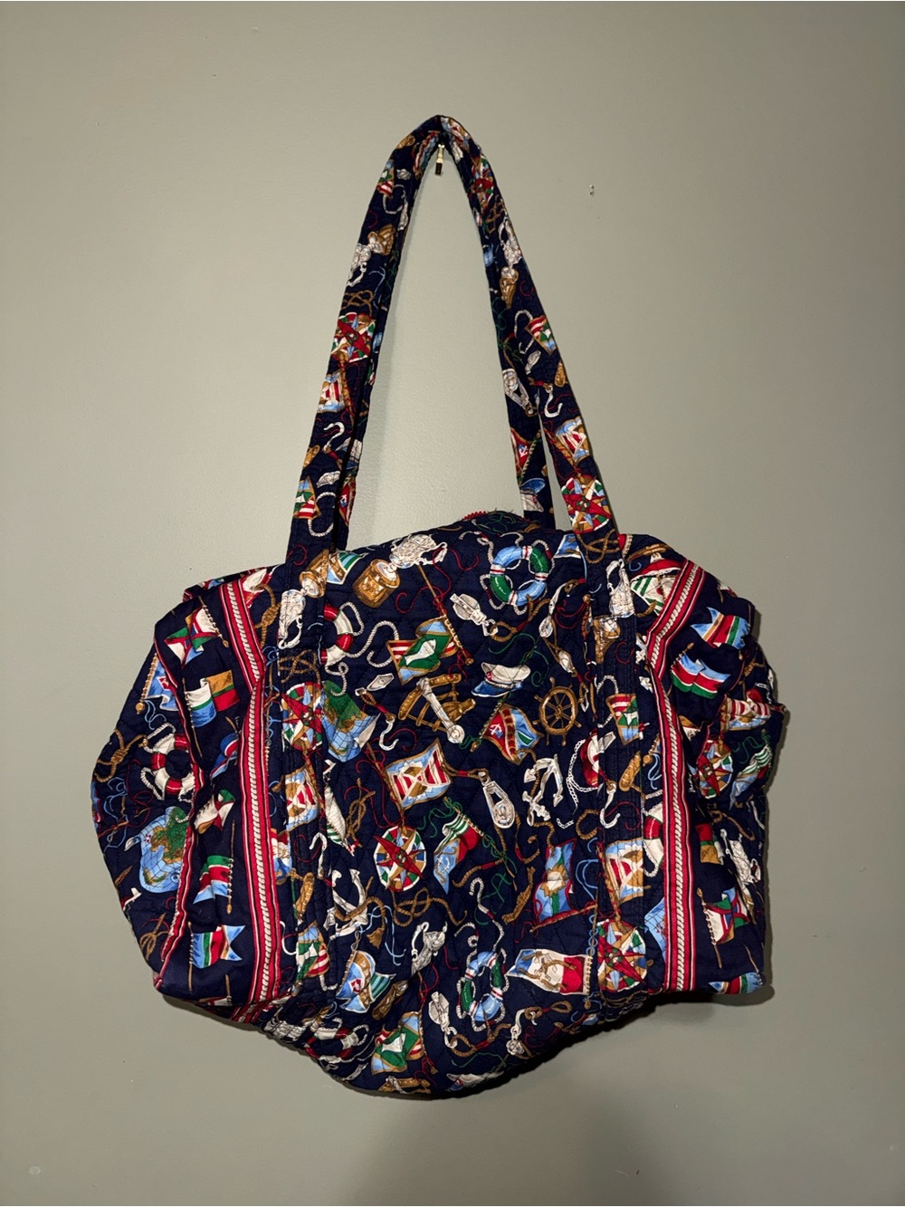 Vintage Vera Bradley REGATTA pattern Quilted Travel Tote Nautical